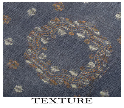Sanskriti Vintage Saree Gray Pure Silk Woven Floral Craft Fabric Bollywood Sari