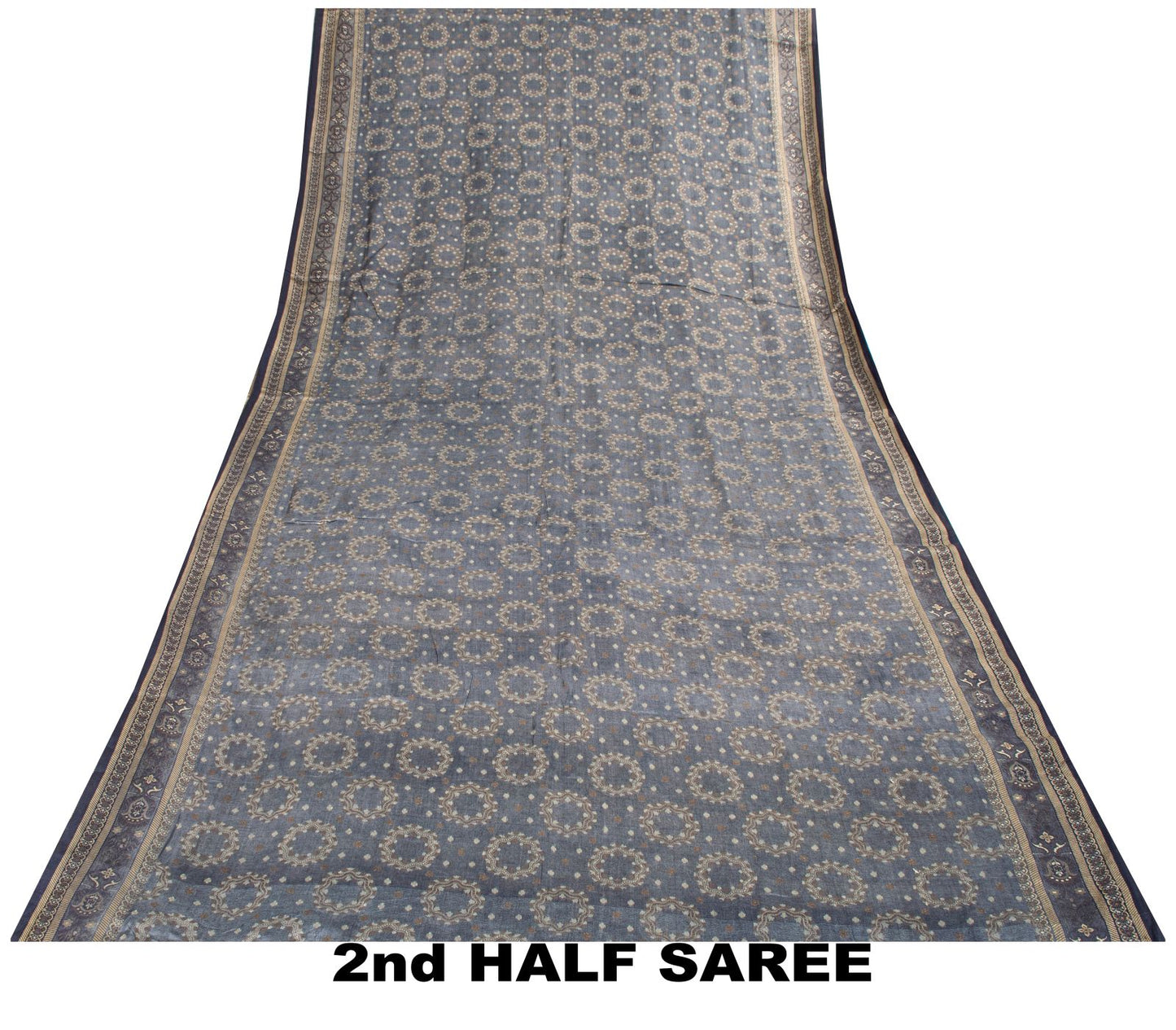 Sanskriti Vintage Saree Gray Pure Silk Woven Floral Craft Fabric Bollywood Sari