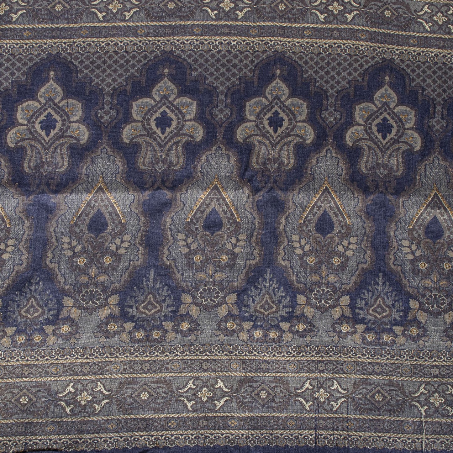 Sanskriti Vintage Saree Gray Pure Silk Woven Floral Craft Fabric Bollywood Sari