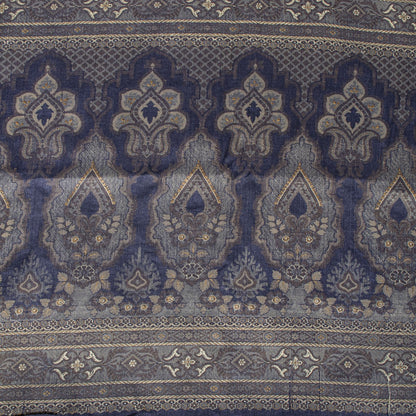 Sanskriti Vintage Saree Gray Pure Silk Woven Floral Craft Fabric Bollywood Sari