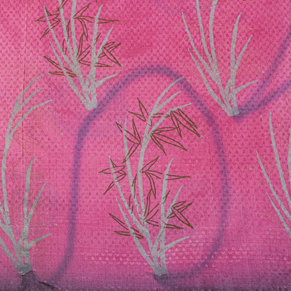 Sanskriti Vintage Saree Pink 100% Pure Silk Printed-Woven Fabric Premium Sari