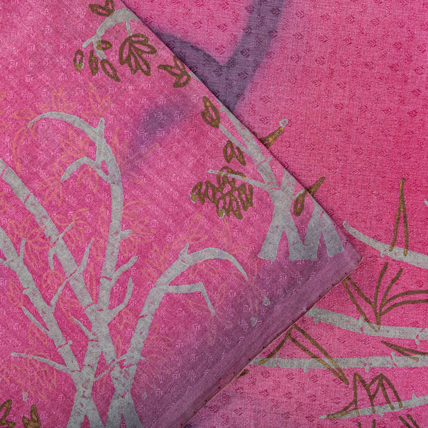 Sanskriti Vintage Saree Pink 100% Pure Silk Printed-Woven Fabric Premium Sari