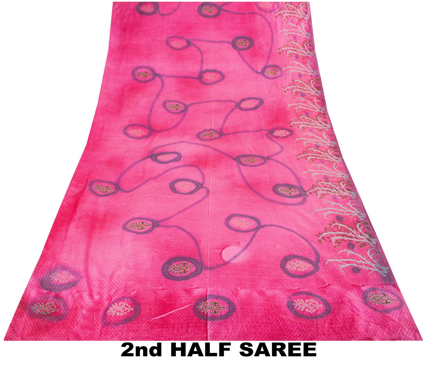 Sanskriti Vintage Saree Pink 100% Pure Silk Printed-Woven Fabric Premium Sari