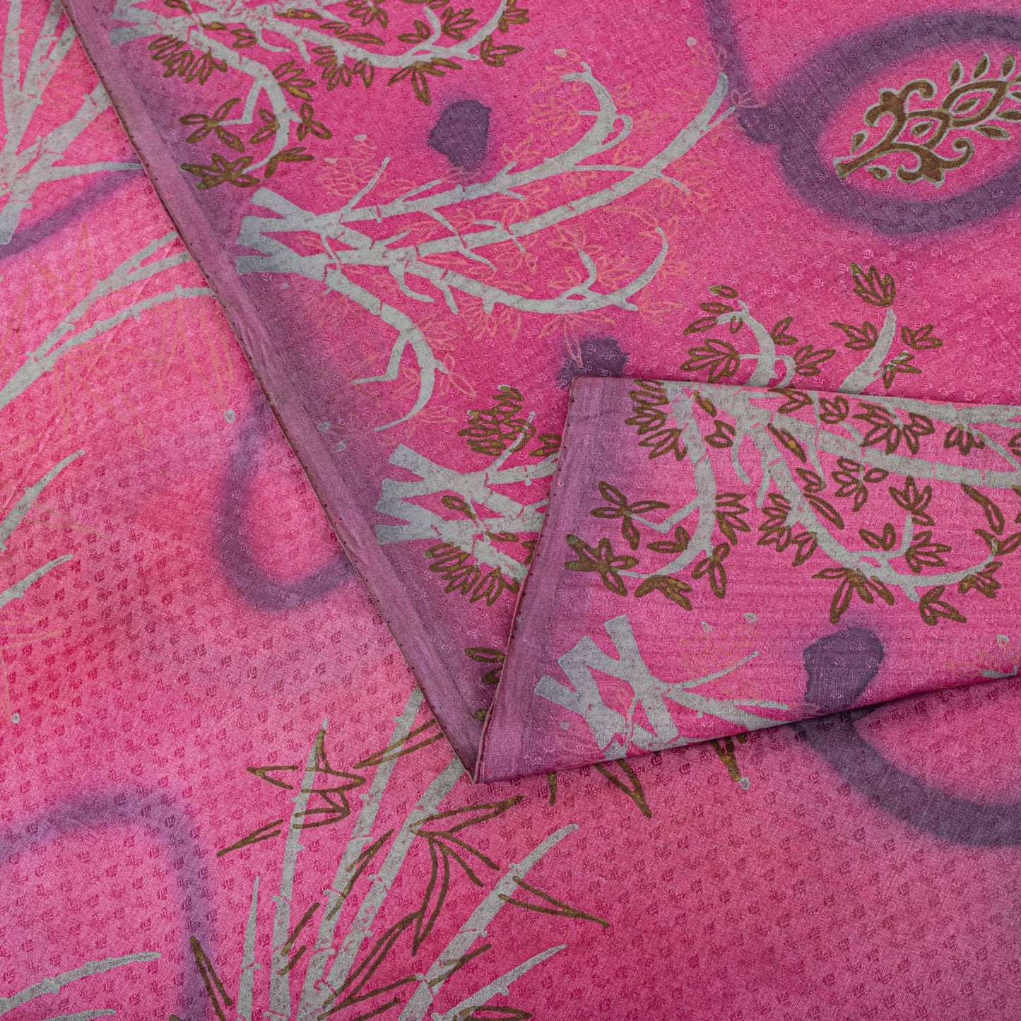 Sanskriti Vintage Saree Pink 100% Pure Silk Printed-Woven Fabric Premium Sari