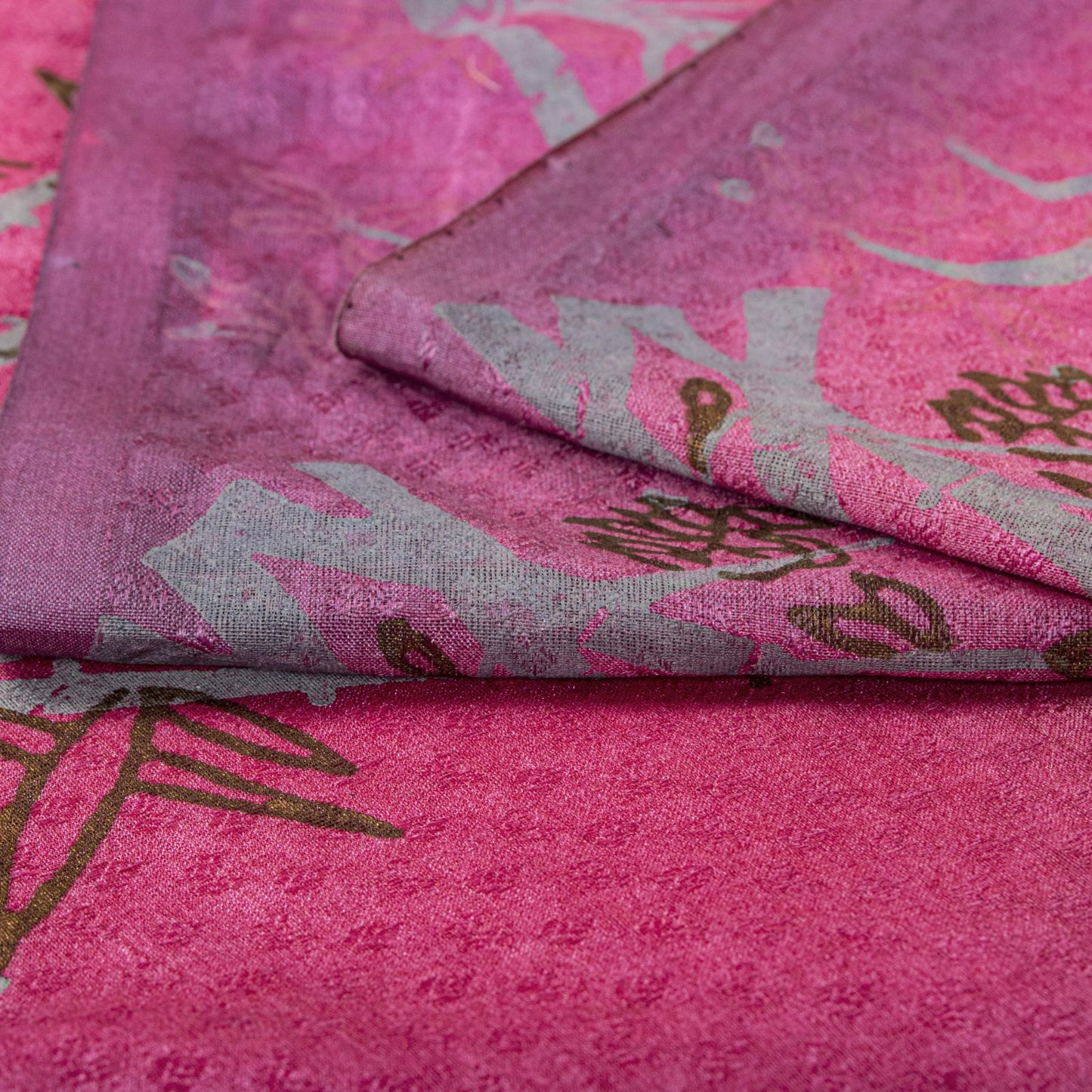 Sanskriti Vintage Saree Pink 100% Pure Silk Printed-Woven Fabric Premium Sari