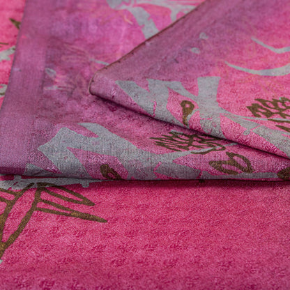 Sanskriti Vintage Saree Pink 100% Pure Silk Printed-Woven Fabric Premium Sari