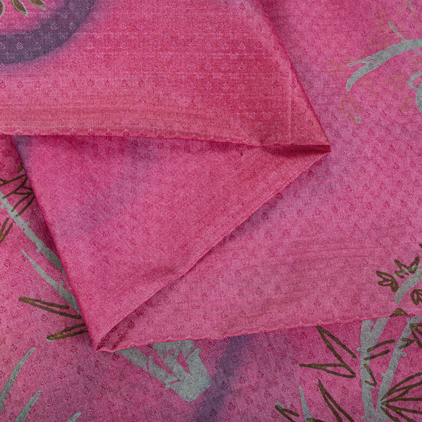 Sanskriti Vintage Saree Pink 100% Pure Silk Printed-Woven Fabric Premium Sari