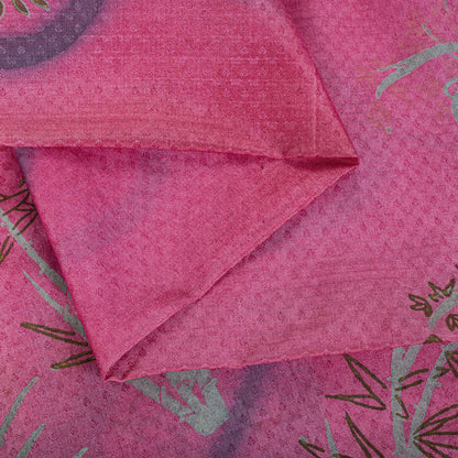 Sanskriti Vintage Saree Pink 100% Pure Silk Printed-Woven Fabric Premium Sari