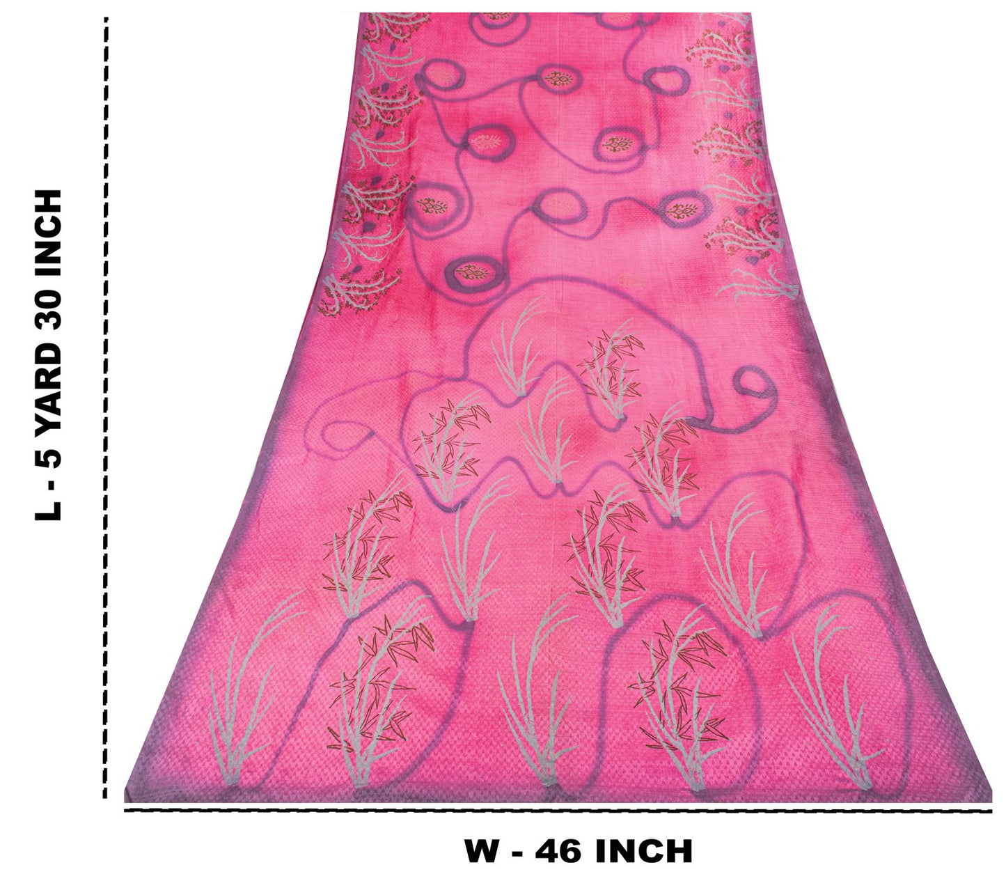 Sanskriti Vintage Saree Pink 100% Pure Silk Printed-Woven Fabric Premium Sari