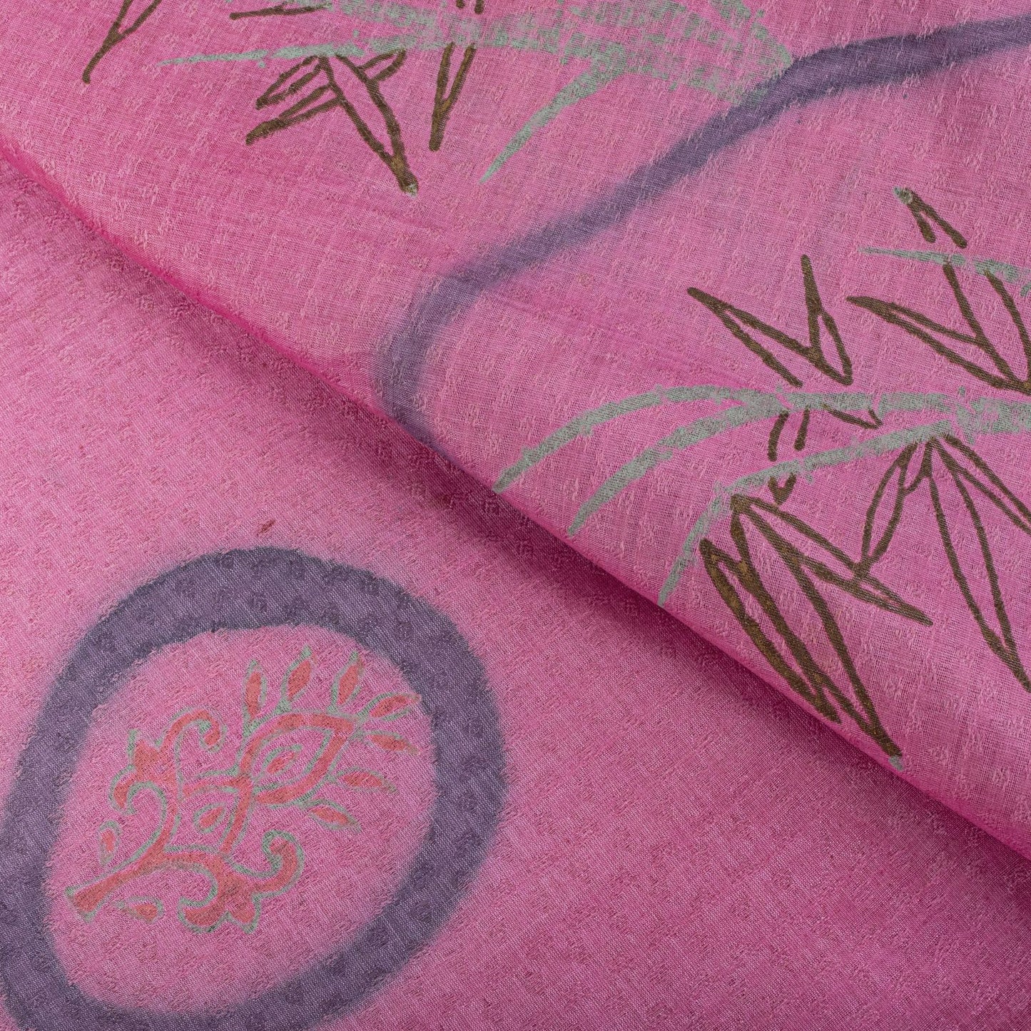 Sanskriti Vintage Saree Pink 100% Pure Silk Printed-Woven Fabric Premium Sari