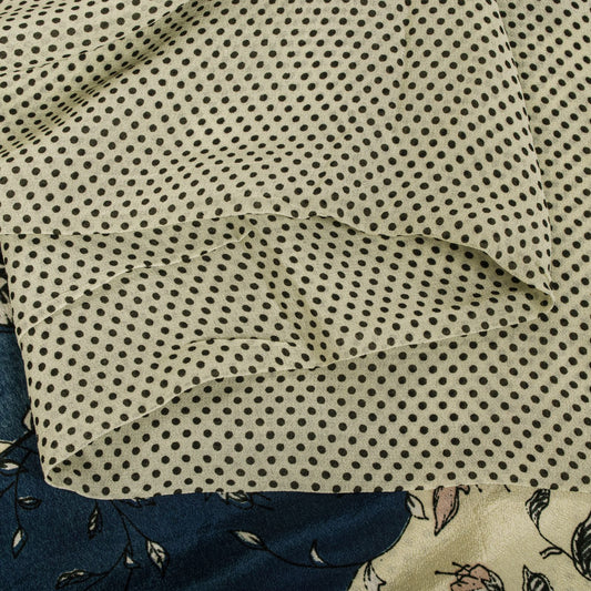 Sanskriti Vintage Saree White-Blue Pure Crepe Silk Abstract Print Fabric 6YDSari