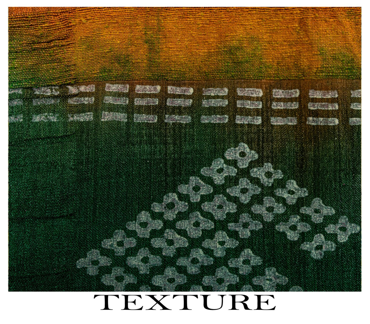 Sanskriti Vintage Saree Green Pure Silk Hand Block Print-Woven Fabric IndianSari