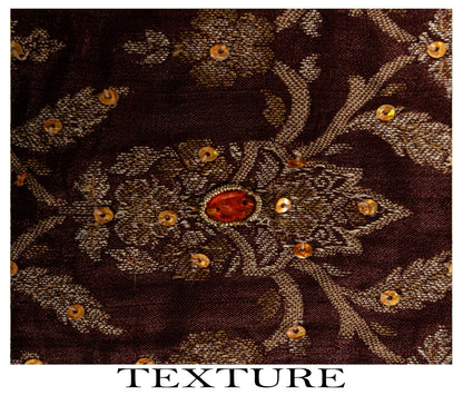 Sanskriti Vintage Saree Brown 100% Pure Silk Hand Embroidered-Woven Wedding Sari