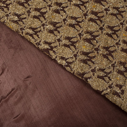Sanskriti Vintage Saree Brown 100% Pure Silk Hand Embroidered-Woven Wedding Sari