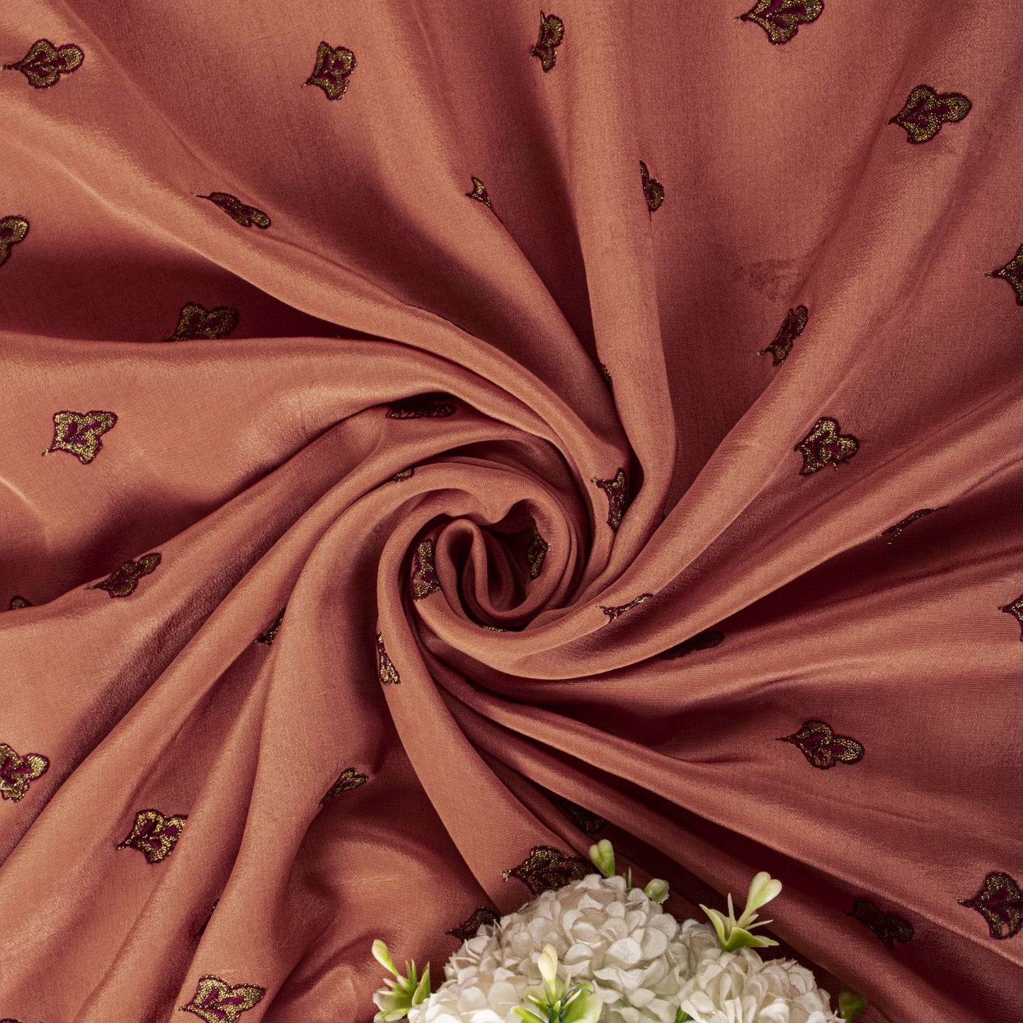 Sanskriti Vintage Saree Peach Pure Silk Embroidered Craft Fabric Wedding Sari