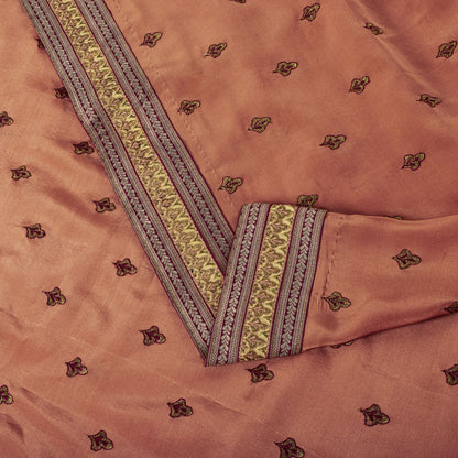 Sanskriti Vintage Saree Peach Pure Silk Embroidered Craft Fabric Wedding Sari