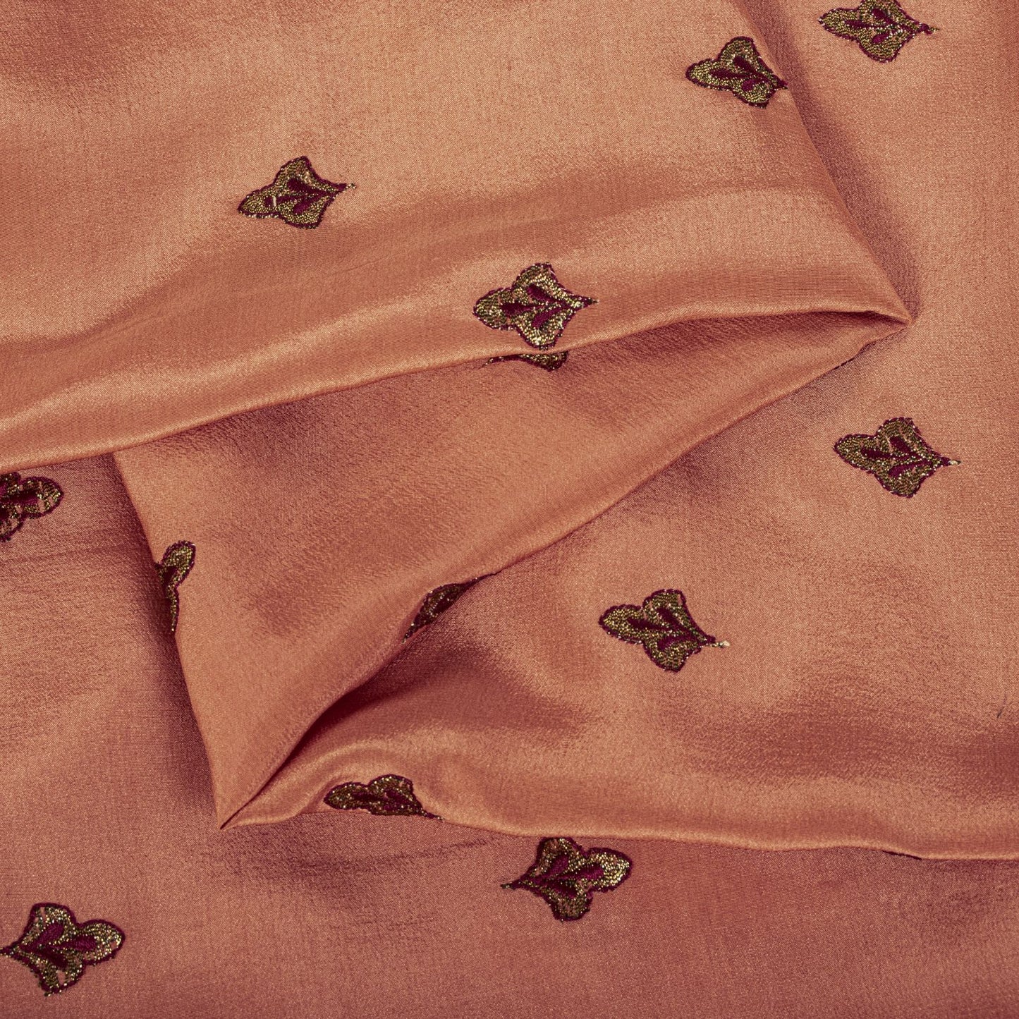 Sanskriti Vintage Saree Peach Pure Silk Embroidered Craft Fabric Wedding Sari