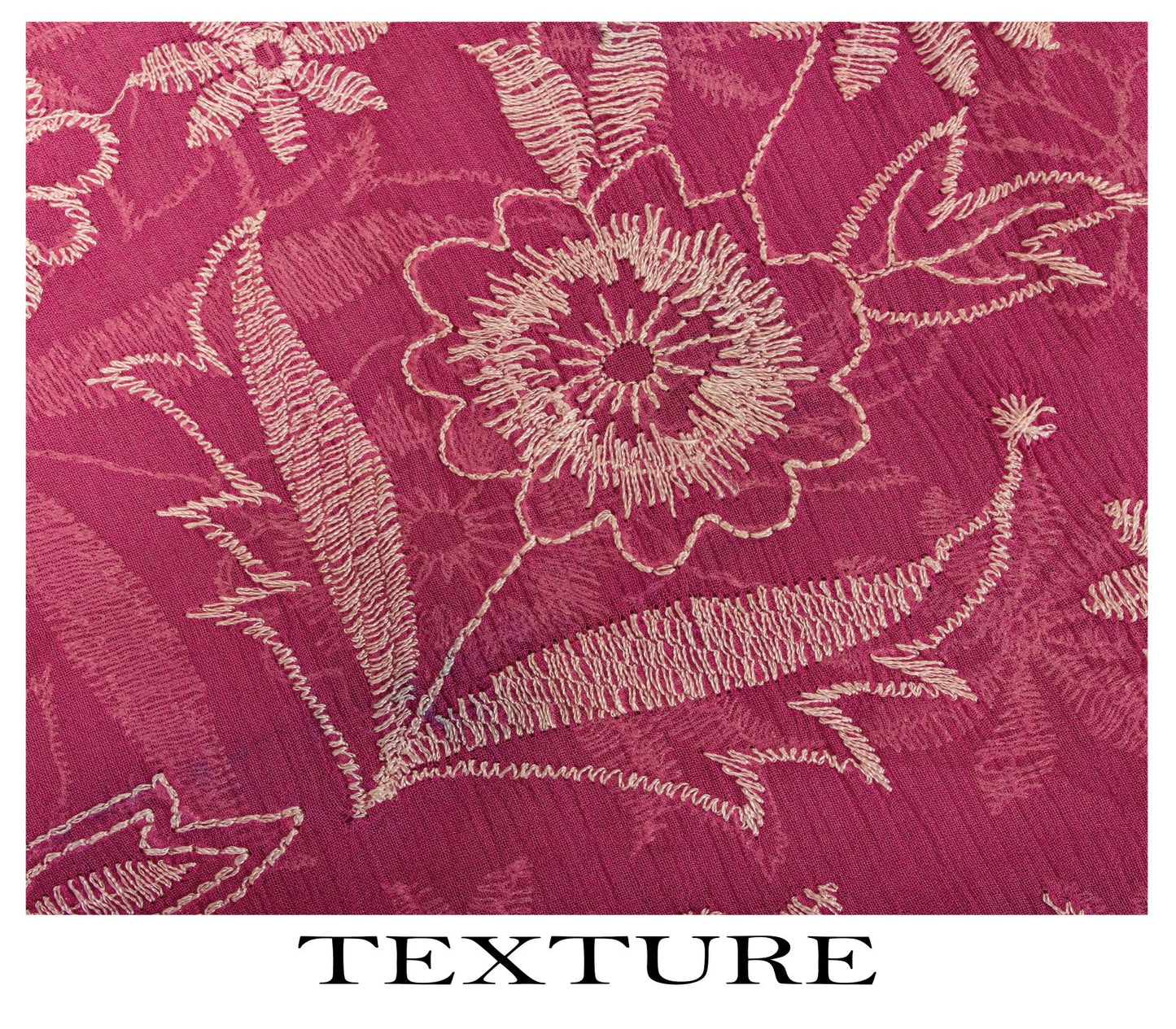 Sanskriti Vintage Saree Pink Pure Chiffon Embroidered Craft Fabric 6+Yard Sari