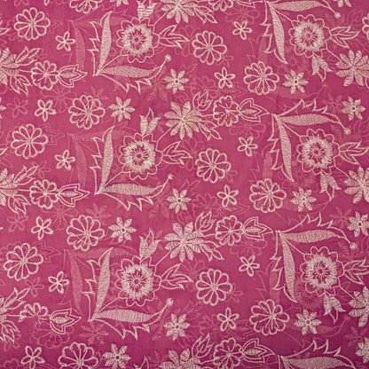 Sanskriti Vintage Saree Pink Pure Chiffon Embroidered Craft Fabric 6+Yard Sari