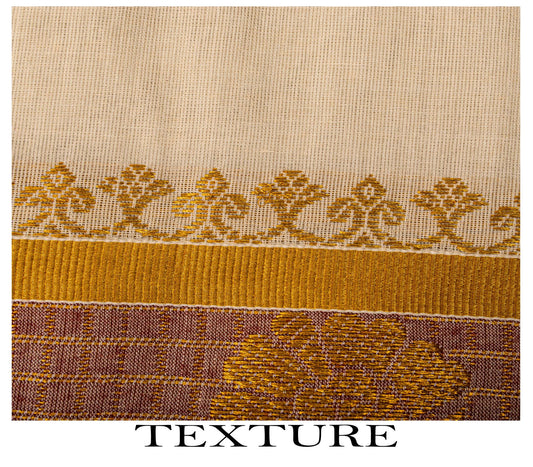 Sanskriti Vintage Saree White Blend Cotton Kasavu Hand Woven Fabric Kerala Sari