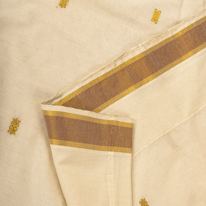 Sanskriti Vintage Saree White Blend Cotton Kasavu Hand Woven Fabric Kerala Sari