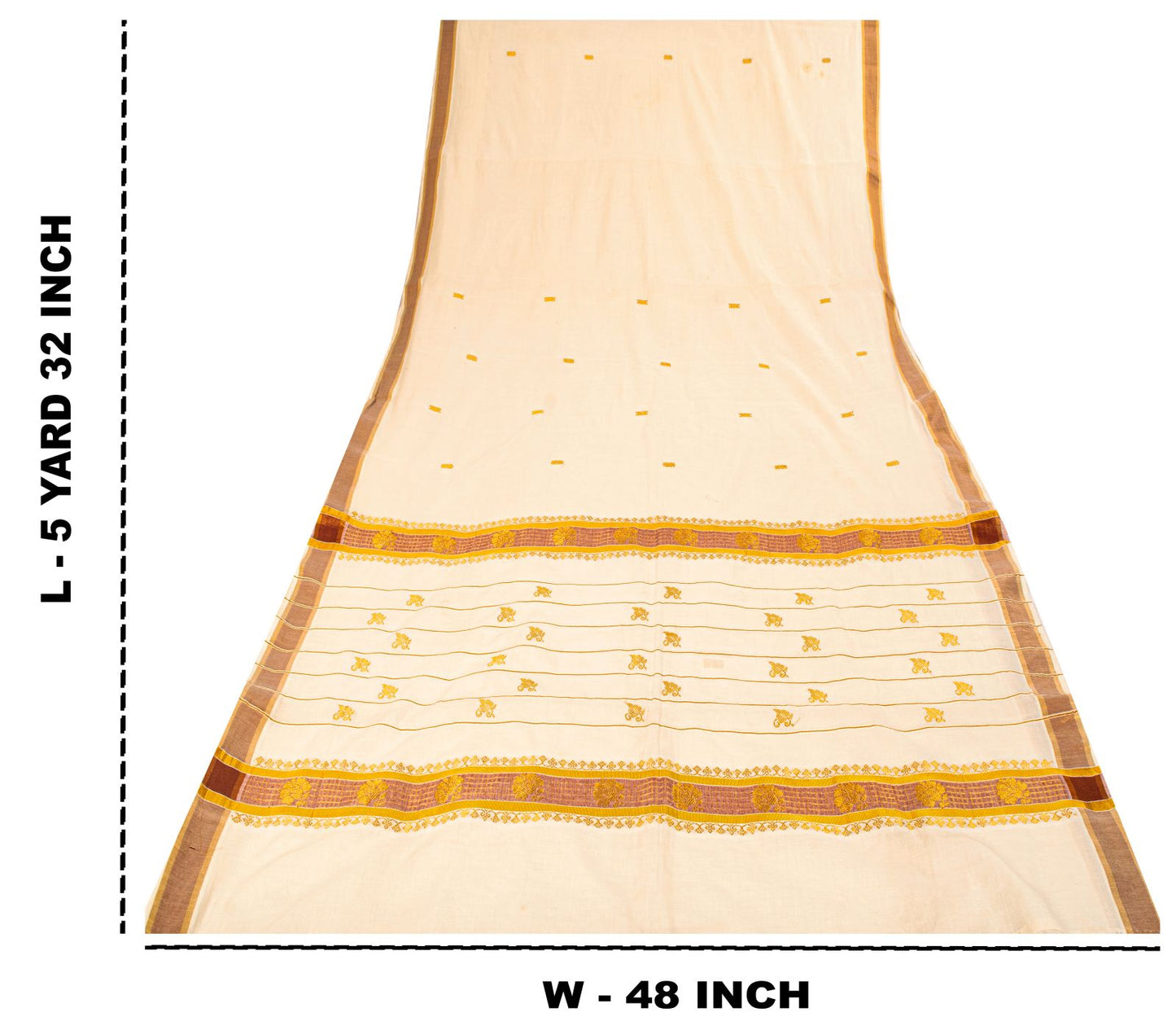 Sanskriti Vintage Saree White Blend Cotton Kasavu Hand Woven Fabric Kerala Sari