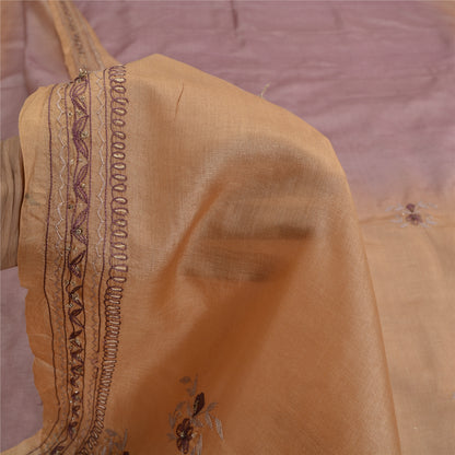 Sanskriti Vintage Purple Sarees Pure Silk Hand Beaded Craft Fabric 5+ yrd Sari