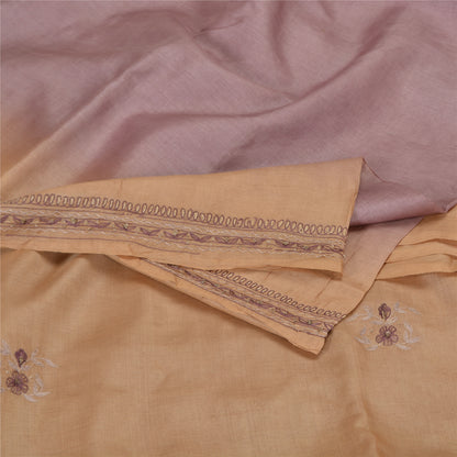 Sanskriti Vintage Purple Sarees Pure Silk Hand Beaded Craft Fabric 5+ yrd Sari