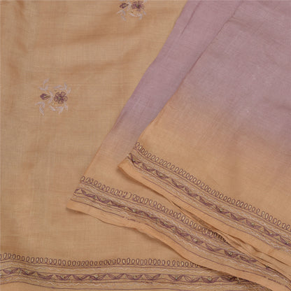 Sanskriti Vintage Purple Sarees Pure Silk Hand Beaded Craft Fabric 5+ yrd Sari