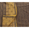 Sanskriti Vintage Black Sarees Net Mesh Hand Beaded Woven Craft Fabric Sari