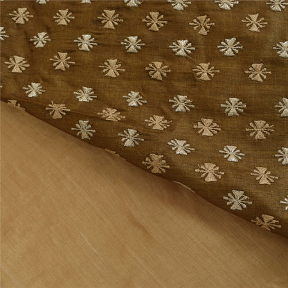 Sanskriti Vintage Brown Sarees Pure Silk Embroidered Premium Craft Fabric Sari