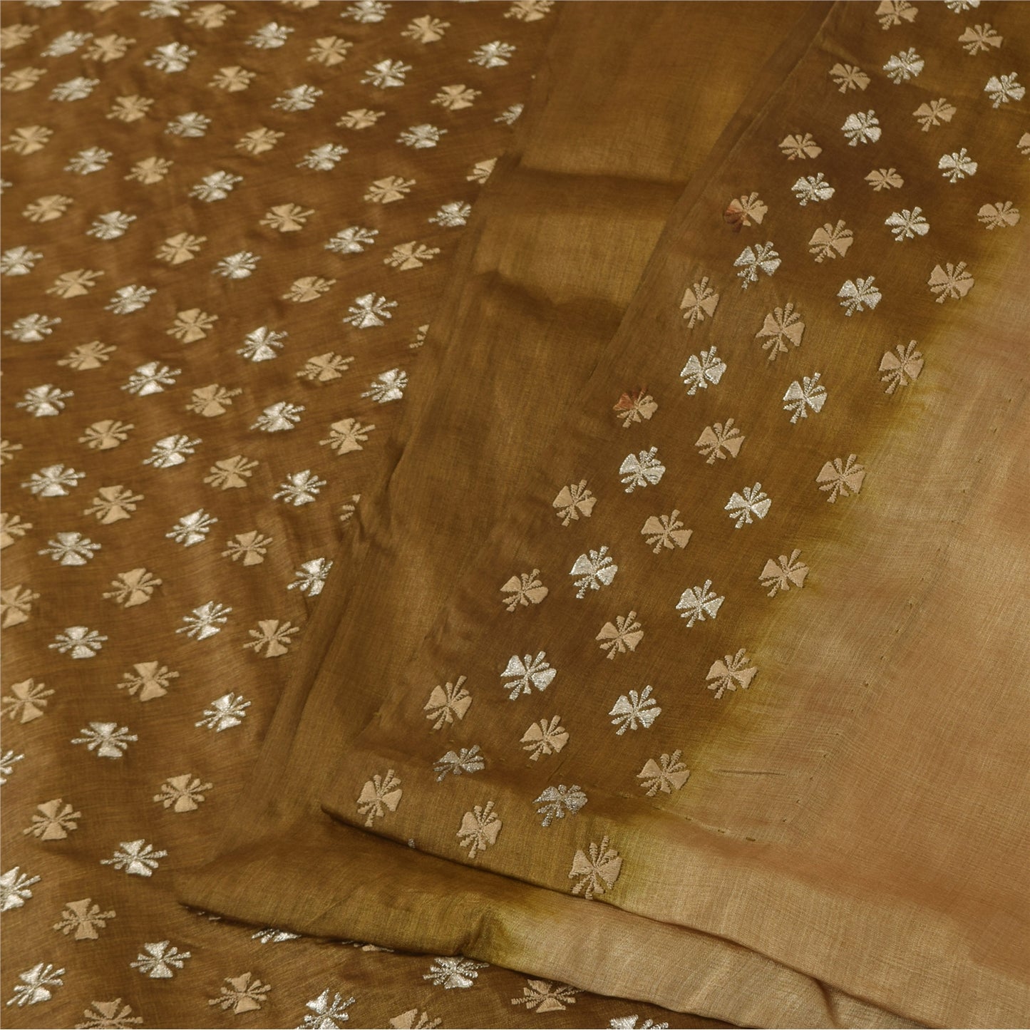 Sanskriti Vintage Brown Sarees Pure Silk Embroidered Premium Craft Fabric Sari