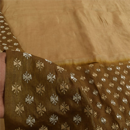 Sanskriti Vintage Brown Sarees Pure Silk Embroidered Premium Craft Fabric Sari