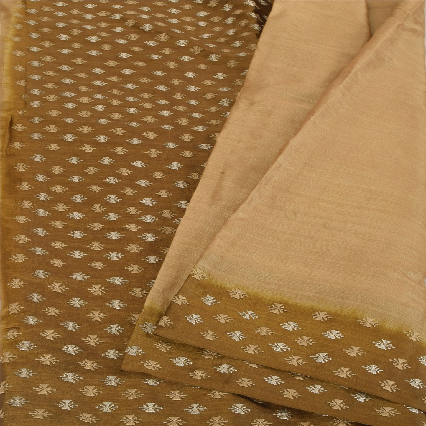 Sanskriti Vintage Brown Sarees Pure Silk Embroidered Premium Craft Fabric Sari