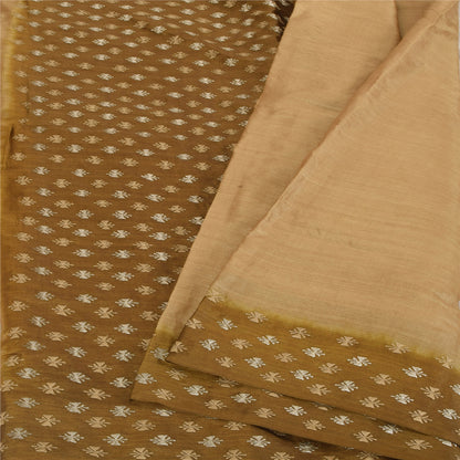 Sanskriti Vintage Brown Sarees Pure Silk Embroidered Premium Craft Fabric Sari