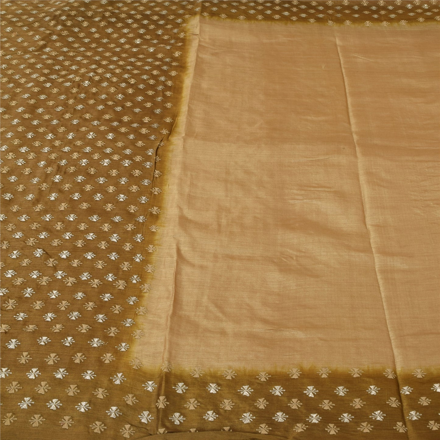 Sanskriti Vintage Brown Sarees Pure Silk Embroidered Premium Craft Fabric Sari
