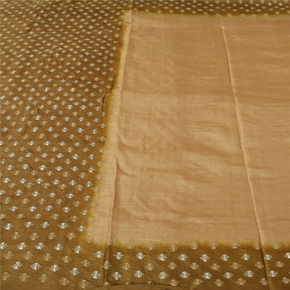 Sanskriti Vintage Brown Sarees Pure Silk Embroidered Premium Craft Fabric Sari