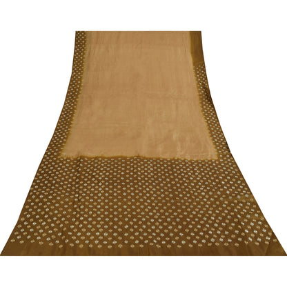 Sanskriti Vintage Brown Sarees Pure Silk Embroidered Premium Craft Fabric Sari