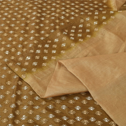 Sanskriti Vintage Brown Sarees Pure Silk Embroidered Premium Craft Fabric Sari