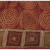 Sanskriti Vintage Brown Sarees Pure Georgette Hand Beaded Craft Fabric 5yrd Sari