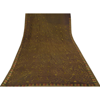 Sanskriti Vintage Red Sarees Pure Silk Embroidered Bandhani Printed Fabric Sari