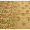 Sanskriti Vintage Sarees Art Silk Hand Beaded Painted Craft Cream Fabric Sari