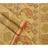 Sanskriti Vintage Sarees Art Silk Hand Beaded Painted Craft Cream Fabric Sari