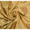 Sanskriti Vintage Sarees Art Silk Hand Beaded Painted Craft Cream Fabric Sari