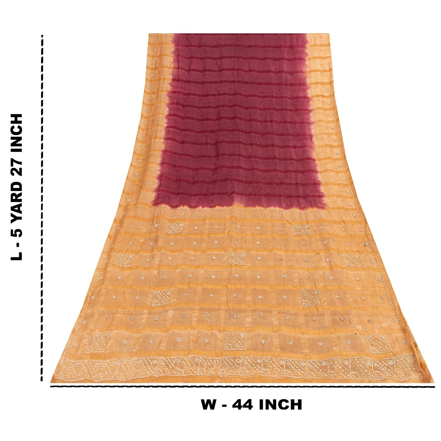 Sanskriti Vintage Plum Red & Brown Sarees Pure Silk Hand Bead Zardozi 5+YD Sari