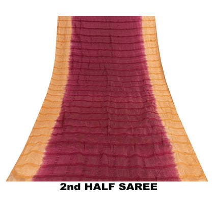 Sanskriti Vintage Plum Red & Brown Sarees Pure Silk Hand Bead Zardozi 5+YD Sari