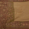 Sanskriti Vintage Sarees Net Mesh Hand Beaded Painted Cream Craft Fabric Sari