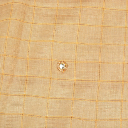Sanskriti Vintage Cream/Peach Sarees Pure Silk Hand Beaded Fabric Premium Sari
