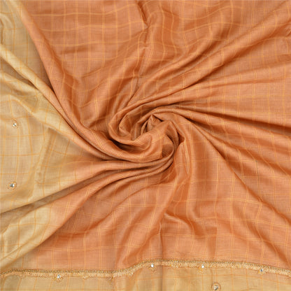 Sanskriti Vintage Cream/Peach Sarees Pure Silk Hand Beaded Fabric Premium Sari