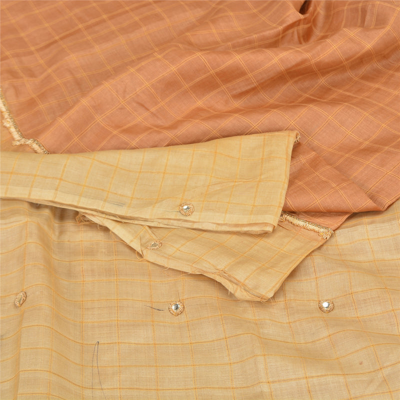 Sanskriti Vintage Cream/Peach Sarees Pure Silk Hand Beaded Fabric Premium Sari